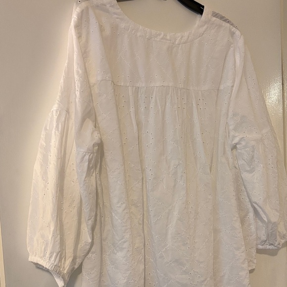 J. Jill Eyelet Cotton White Button-Down Women's Shirt 2x - dreamy cottagecore - Picture 6 of 7
